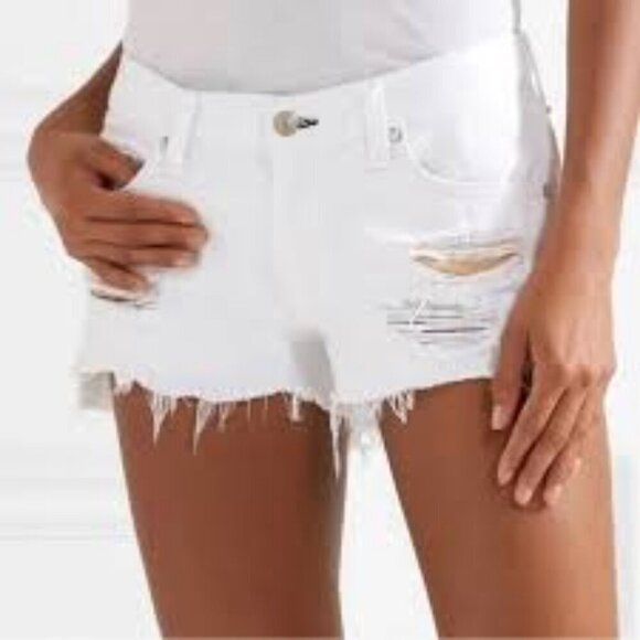 rag & bone Size 25 Marin White Cut Off Distressed Denim Short-Shorts, EUC - Picture 1 of 11